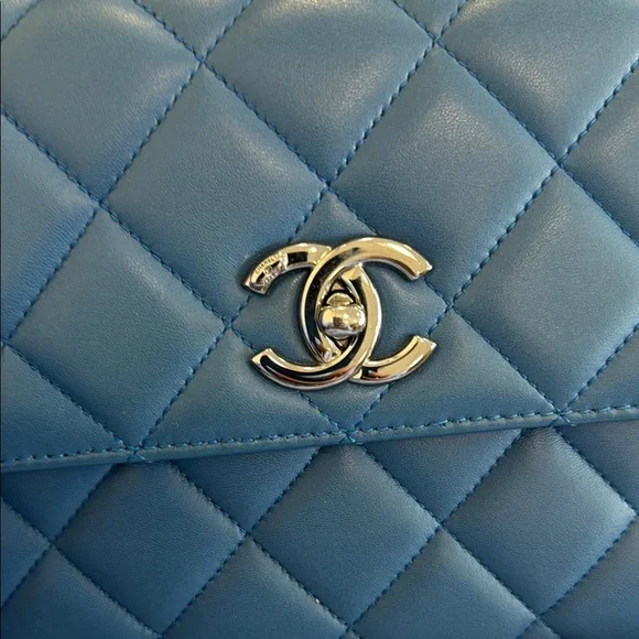 Chanel Blue Quilted Shoulder Bag with Chain Strap - Picture 3 of 17
